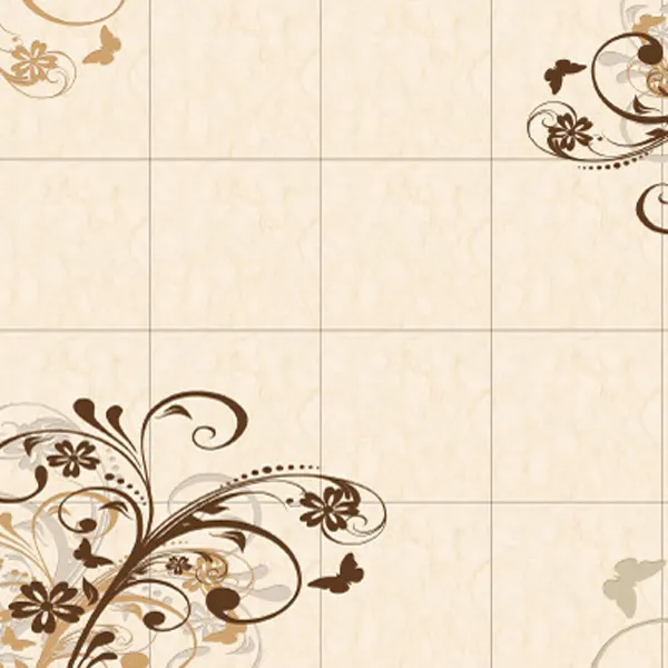 Floral-Pattern Ceramic Wall Tile 600x600mm