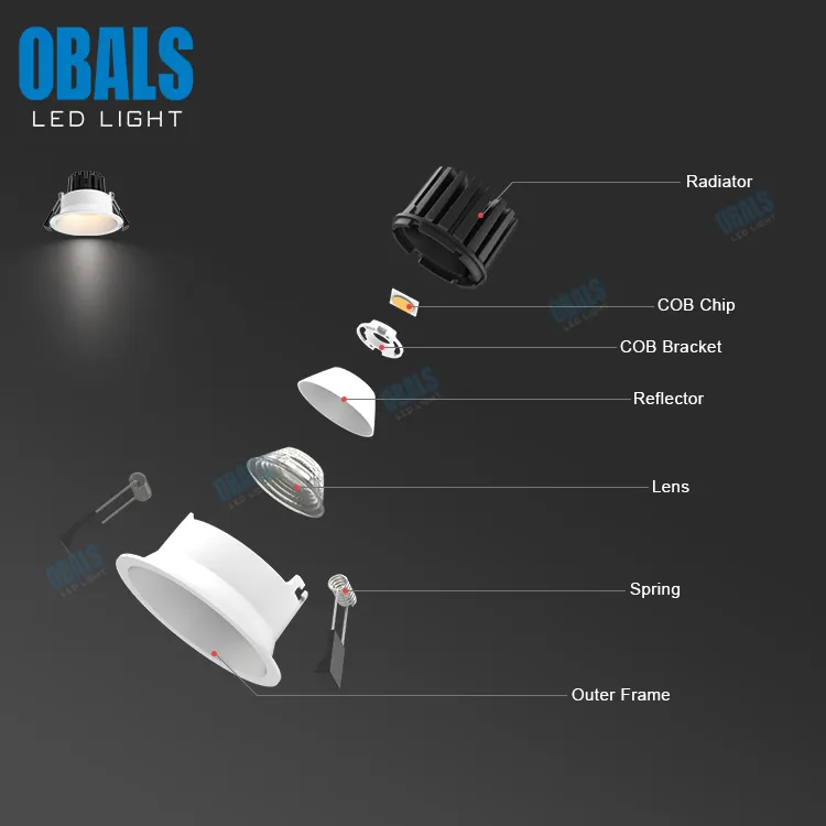 Dimmable Recessed Aluminum LED Downlight 10W IP54