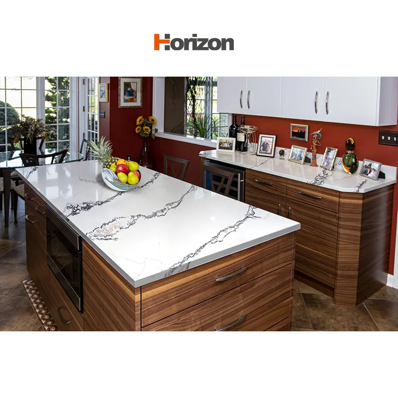 Calacatta White Polished Engineered Quartz Slab 3200x1600mm