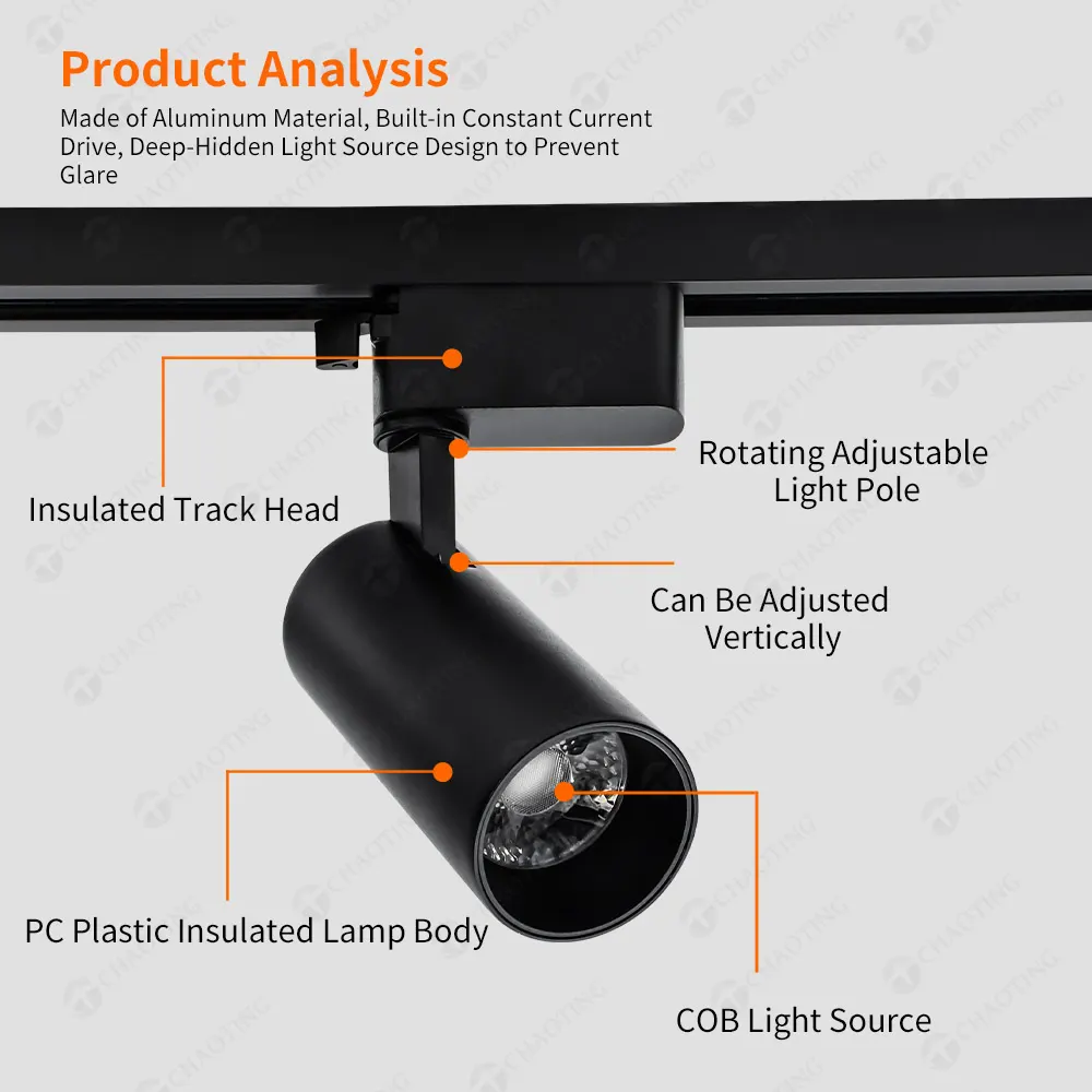 Adjustable Aluminum LED Track Spotlight Black/White 7-30W