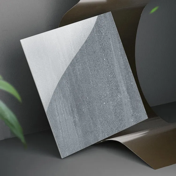 Marble-Look Light Gray Polished Porcelain Floor Tile 600x600mm