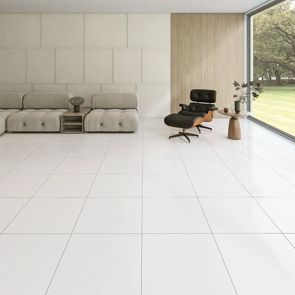 Marble-Look Polished Glazed Porcelain Tile 600x600mm