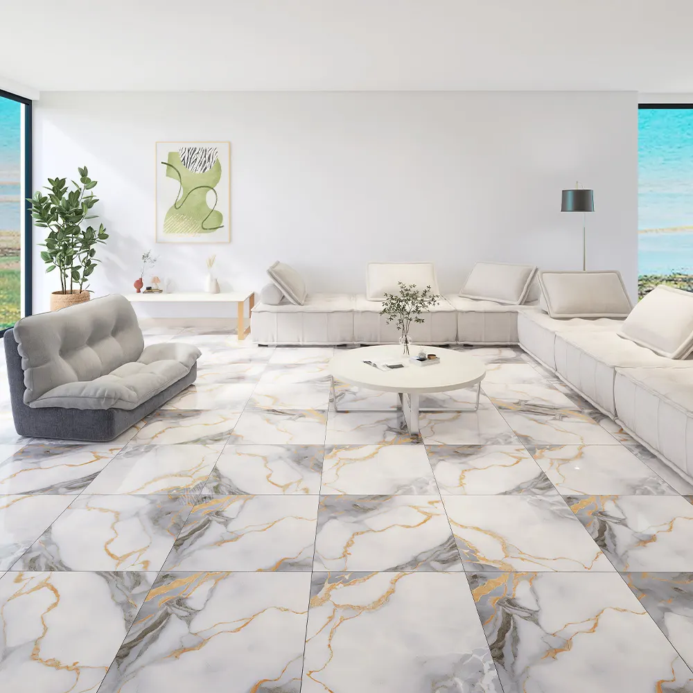 Stone-Look Gold Porcelain Wall Tile 600x600mm