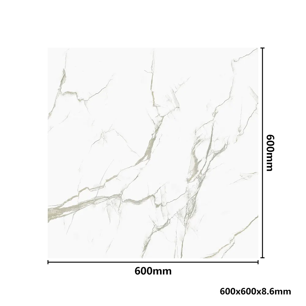 Stone-Look Polished Porcelain Floor Tile 600x600mm
