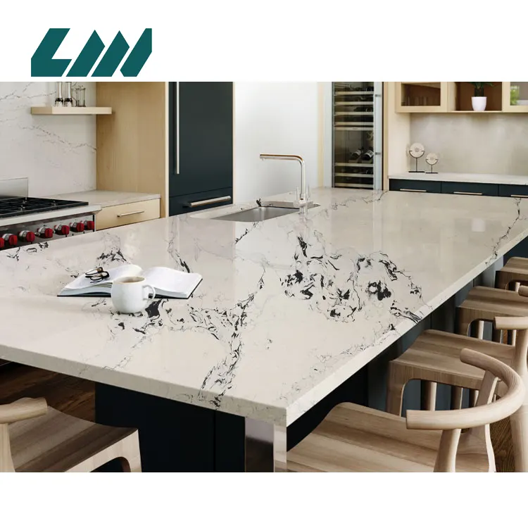 Calacatta White Engineered Quartz Slab 3200x1600mm