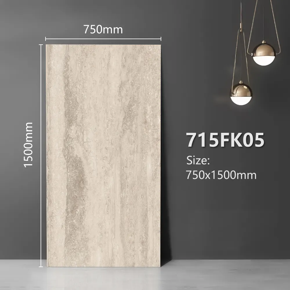 Non-Slip Stone-Look Polished Porcelain Floor Tile 750x1500mm