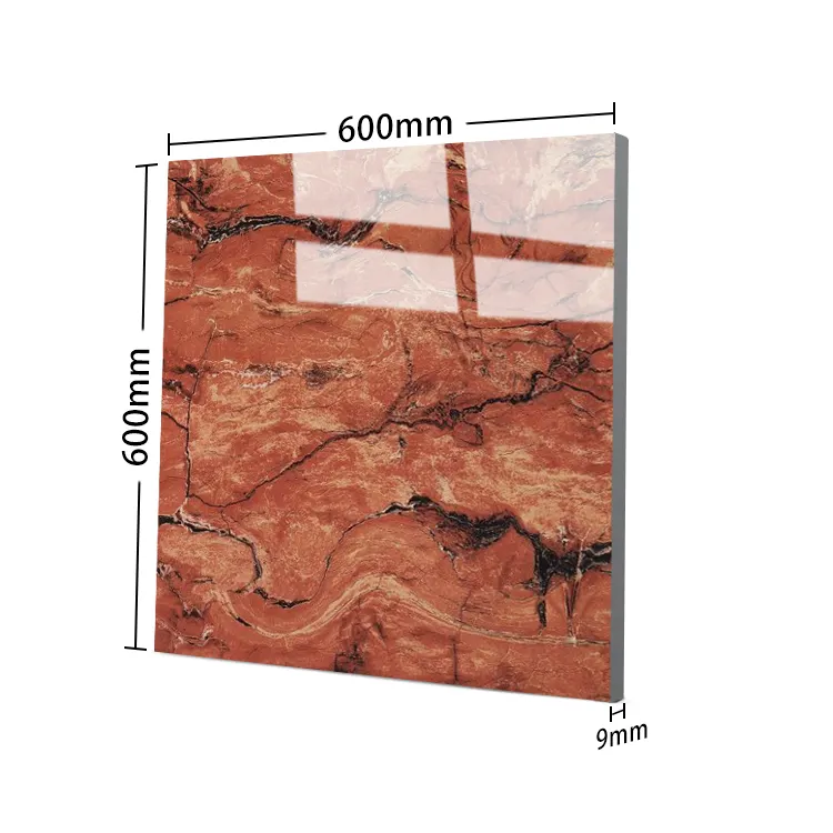 Marble-Look Beige Polished Porcelain Floor Tile 600x600mm