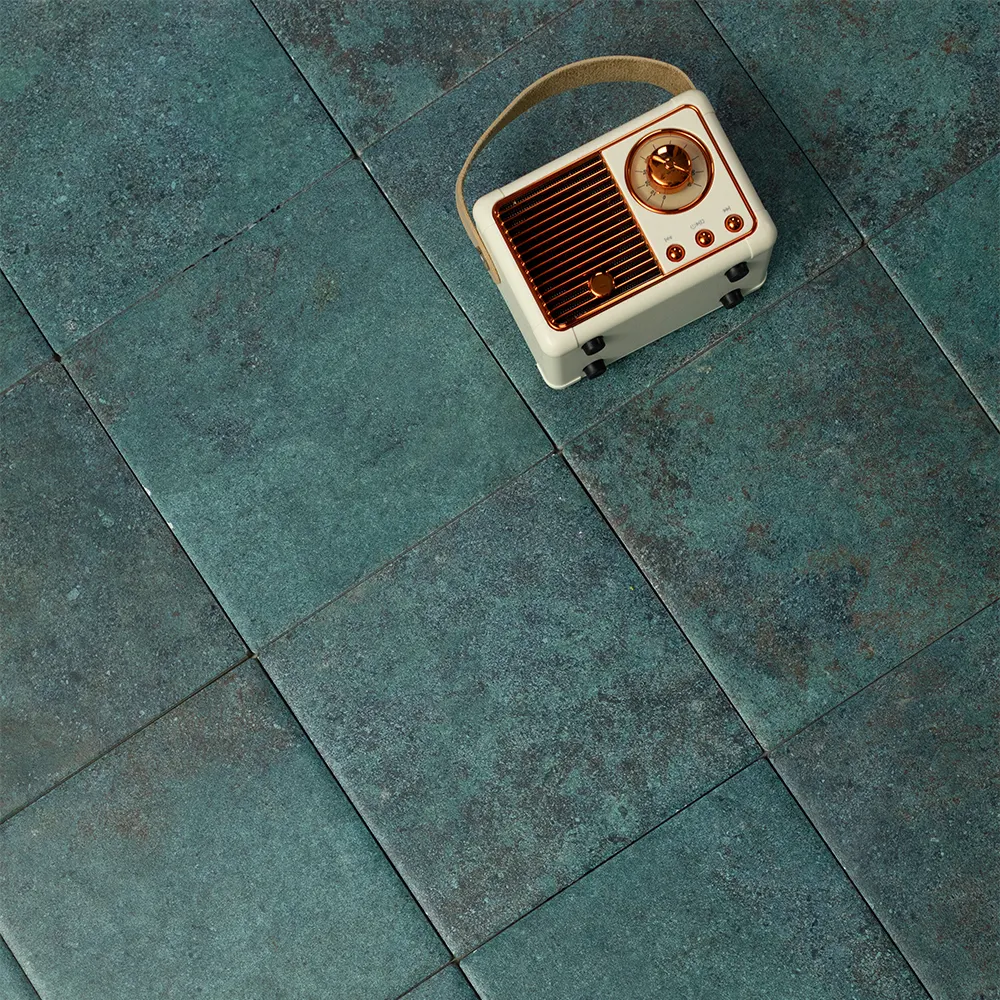 Non-Slip Stone-Look Green Porcelain Swimming Pool Tile 150x150mm