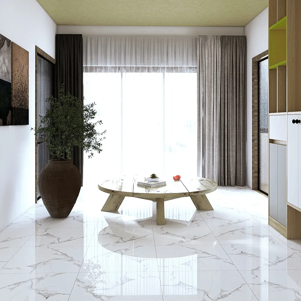 Marble-Look White Polished Porcelain Outdoor Tile 600x600mm
