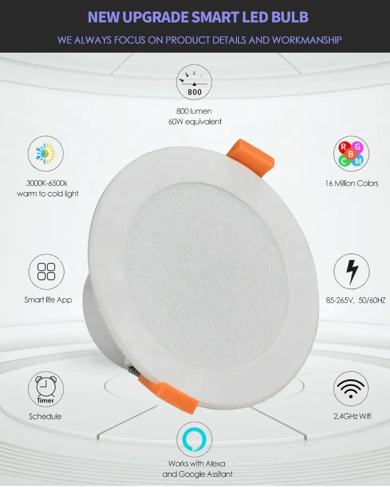 WiFi Dimmable Recessed COB LED Downlight 10/12W