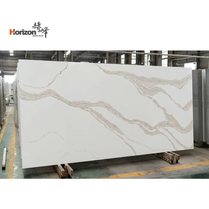 Marble-Look White Engineered Quartz Slab 3200x1600mm