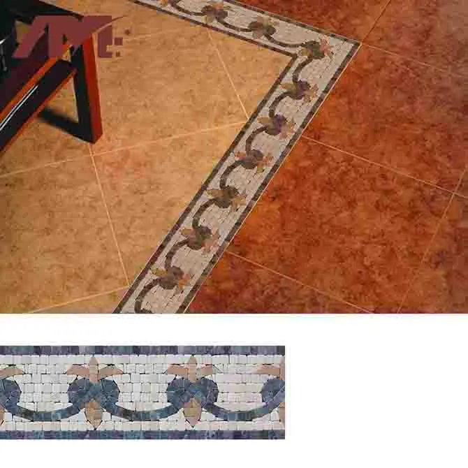 Floral-Pattern Stone Mosaic Tile 100x400mm