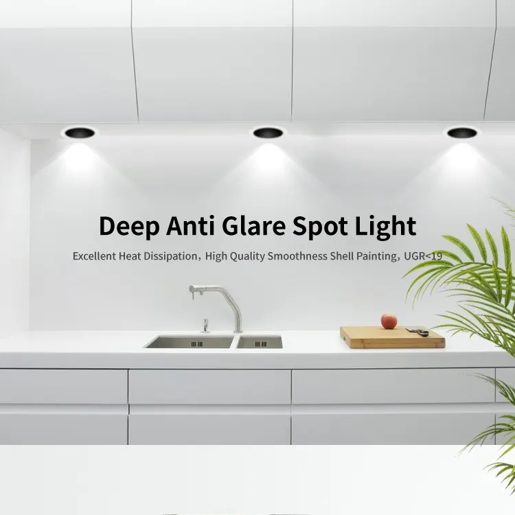 Dimmable Recessed Round LED Downlight Black/White 3W 3in