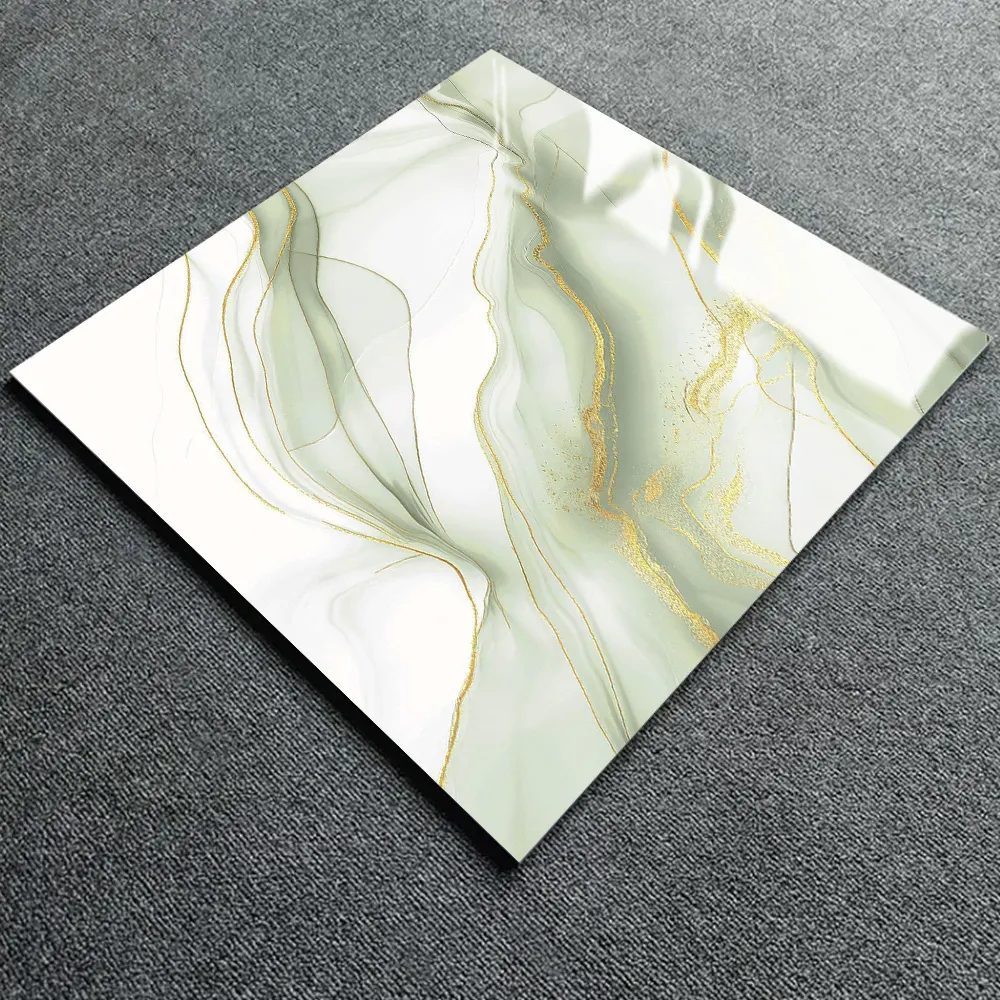 Stone-Look Gold Polished Porcelain Floor Tile 600x600mm