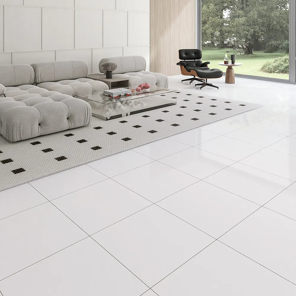 Marble-Look Polished Glazed Porcelain Tile 600x600mm
