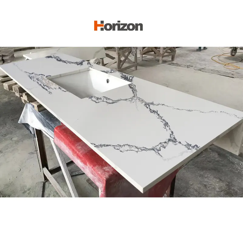 Calacatta White Polished Engineered Quartz Slab 3200x1600mm
