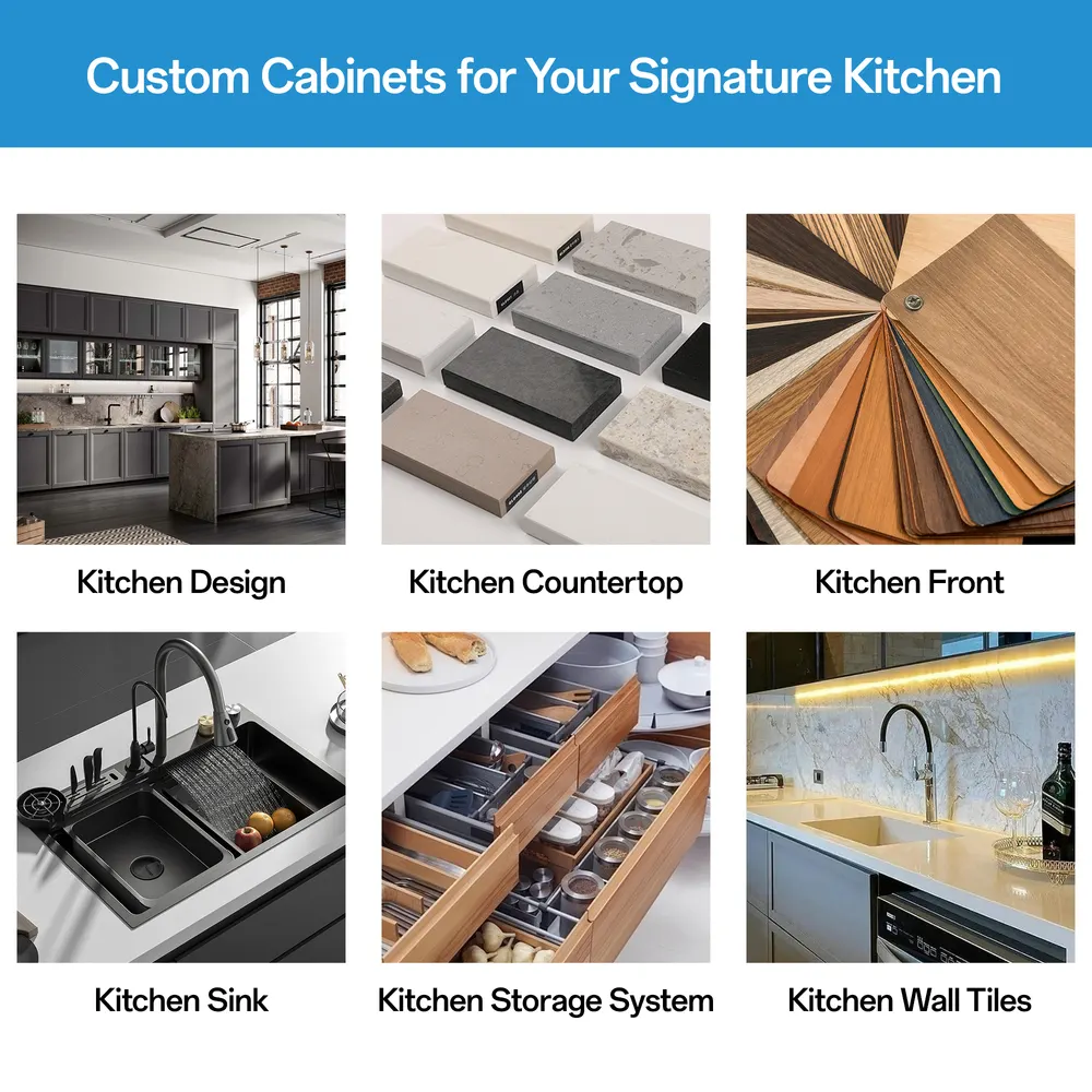 Black Modern Melamine Modular Kitchen Cabinet Set