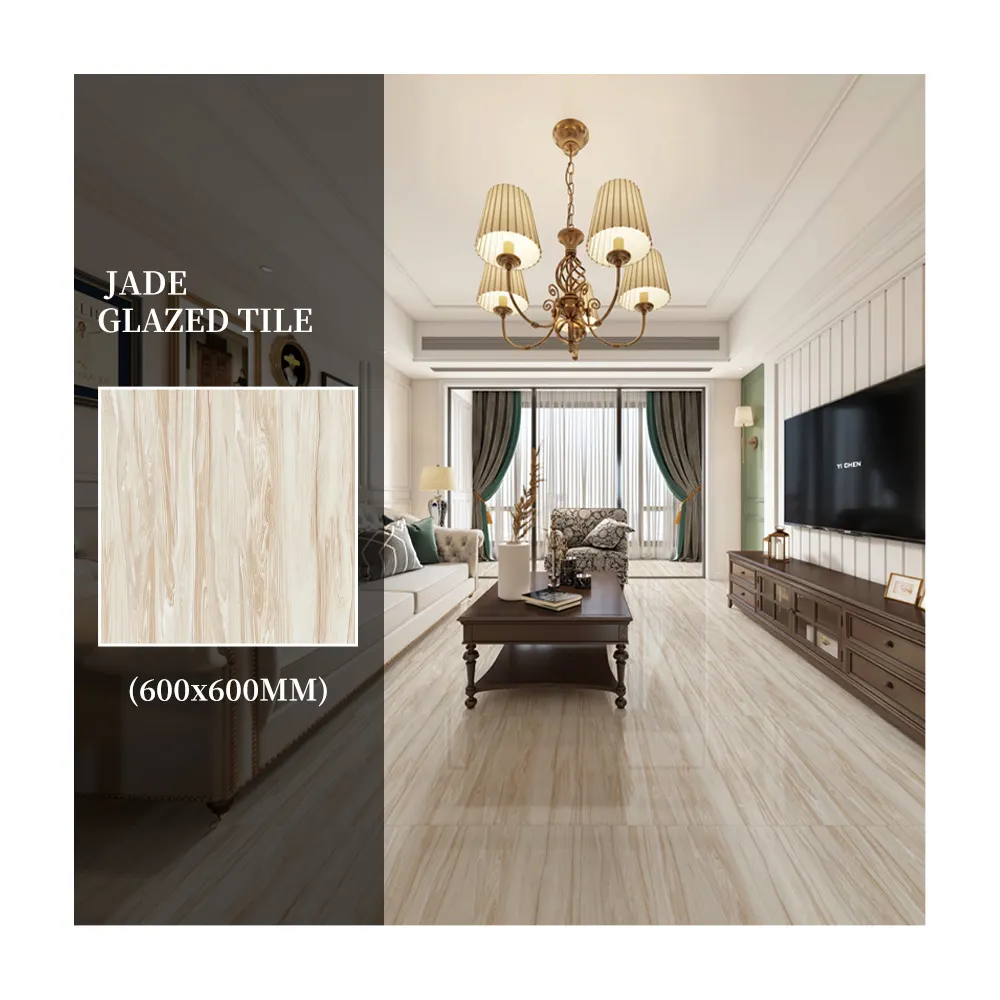 Stone-Look Polished Porcelain Floor Tile 600x600mm
