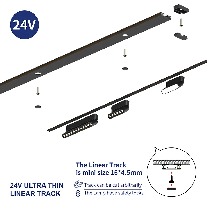 Adjustable Recessed Aluminum Magnetic COB LED Track Spotlight 12W 24V