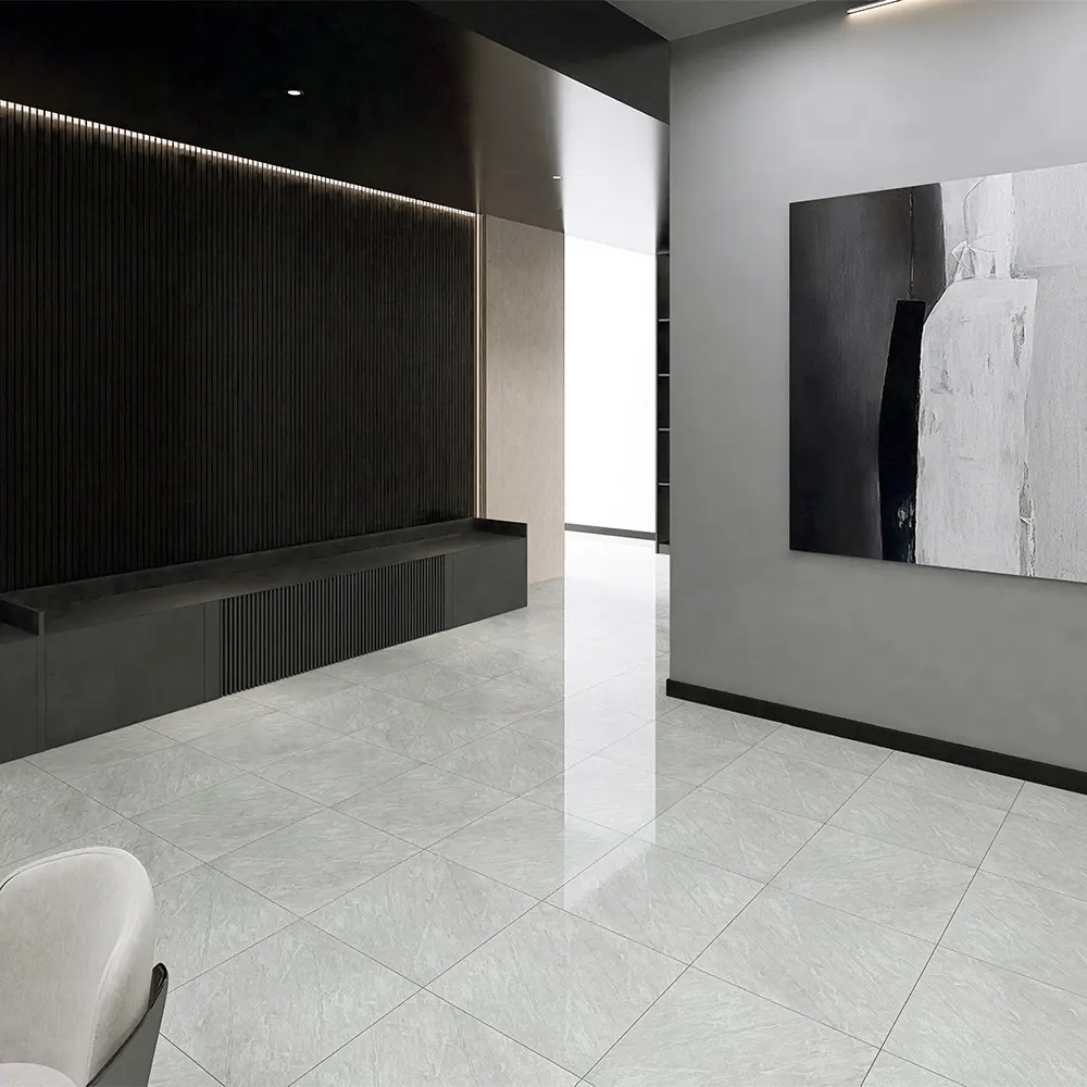 Marble-Look Gray Polished Porcelain Wall And Floor Tile 600x600mm
