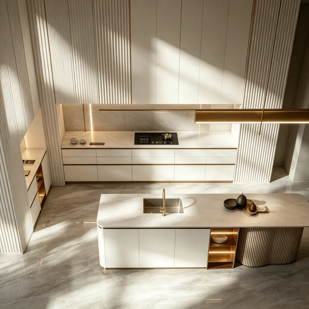 White Modern Melamine Modular Kitchen Cabinet Set