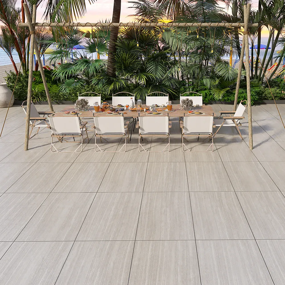 Non-Slip Stone-Look Porcelain Exterior Wall Tile 600x1200mm