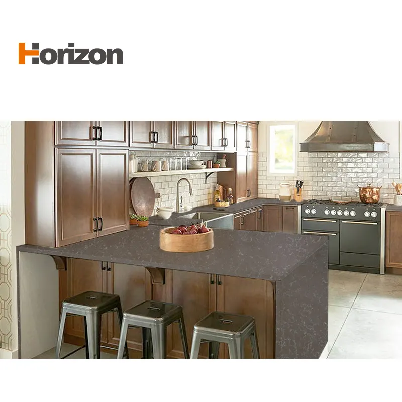 Jade-Look Brown Engineered Quartz Slab 3200x1600mm