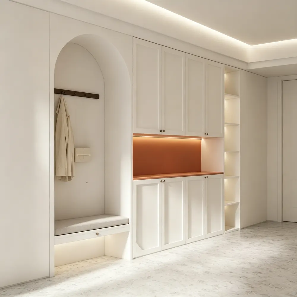 White Modern Melamine Bedroom Wardrobe For Clothing Storage
