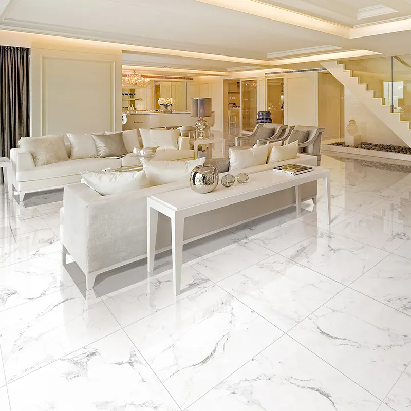 Non-Slip White Glossy Porcelain Floor Tile 600x600mm