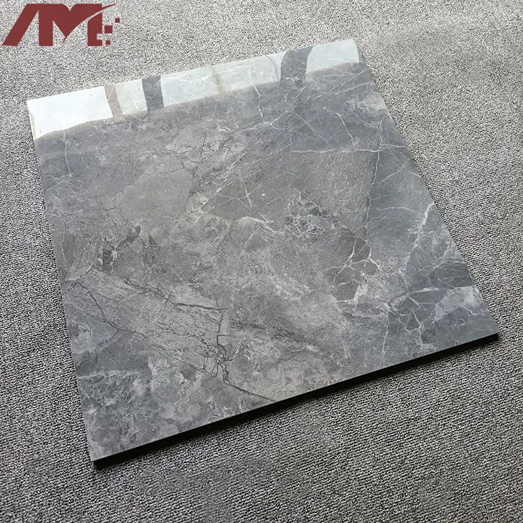 Marble-Look Gray Polished Porcelain Floor Tile 600x600mm