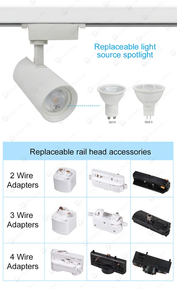 Adjustable Dimmable Aluminum Track Spotlight Housing Black/White GU10/MR16