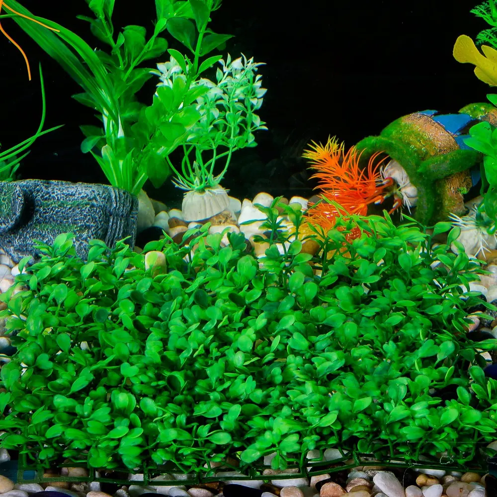 Artificial Aquarium Grass Decoration Mat 9in