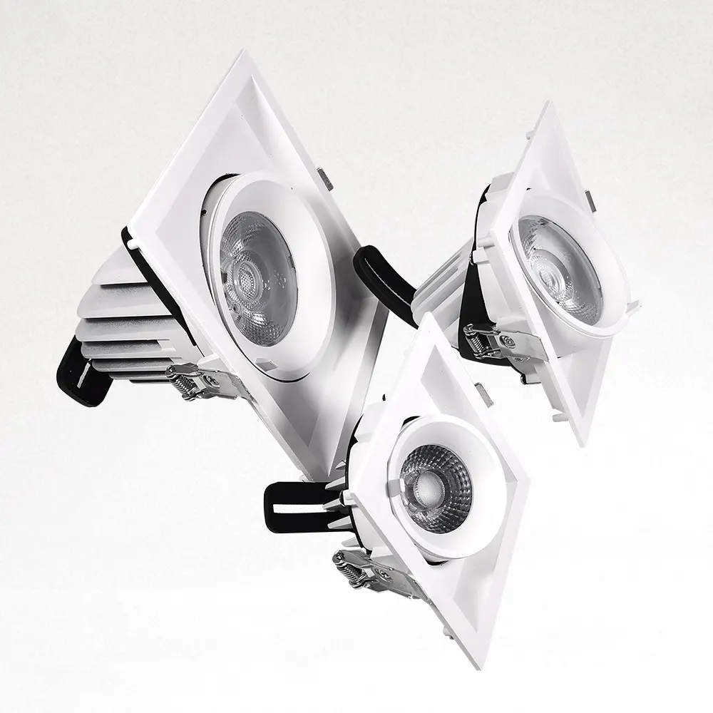 Adjustable Recessed Square LED Downlight White 12-40W