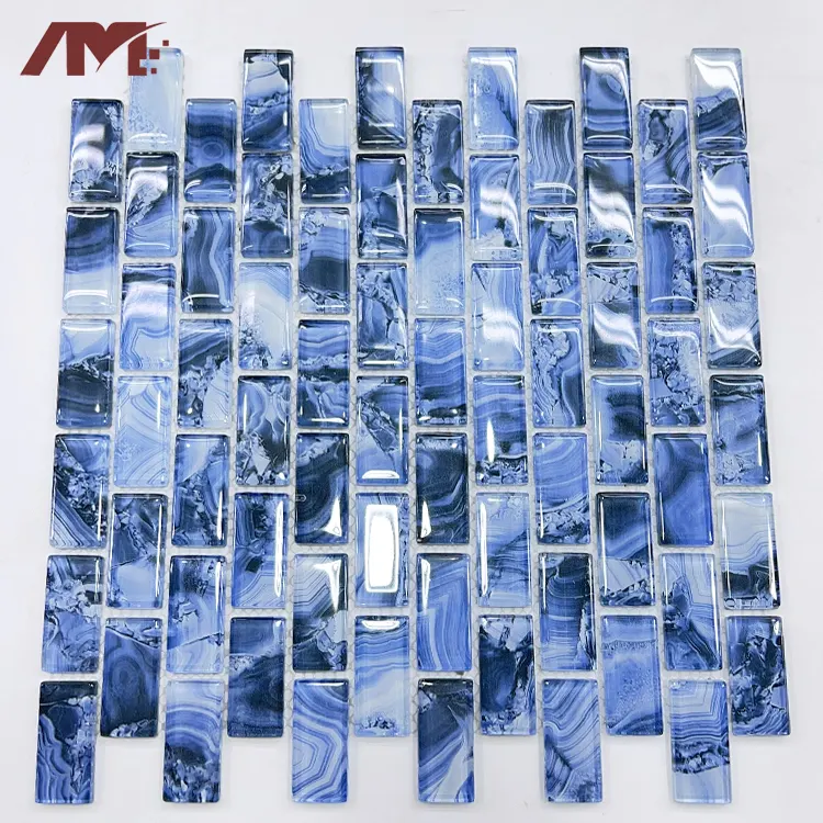 Blue Glossy Glass Mosaic Tile 320x297x5mm