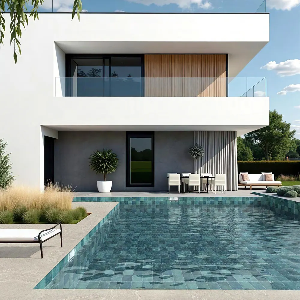 Non-Slip Stone-Look Porcelain Swimming Pool Tile 300x600mm