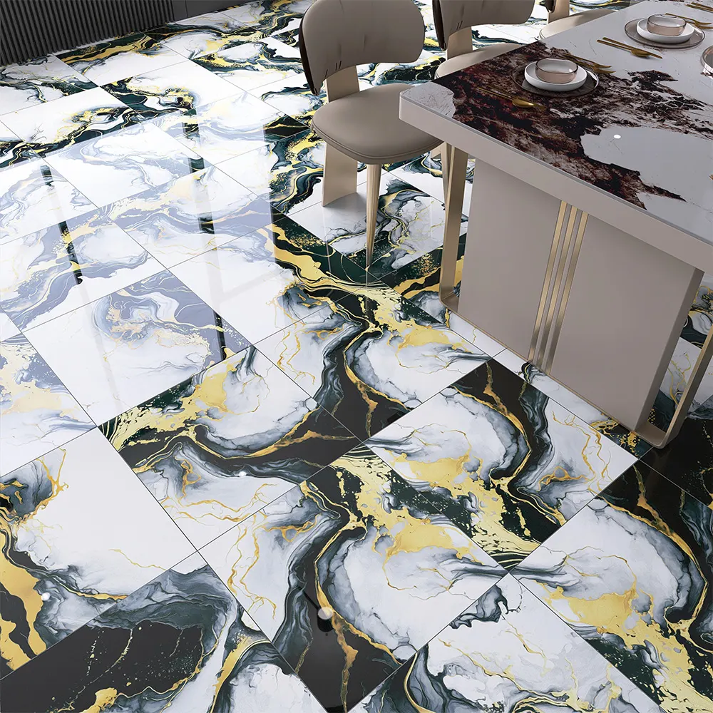 Stone-Look Polished Porcelain Floor Tile 600x600mm