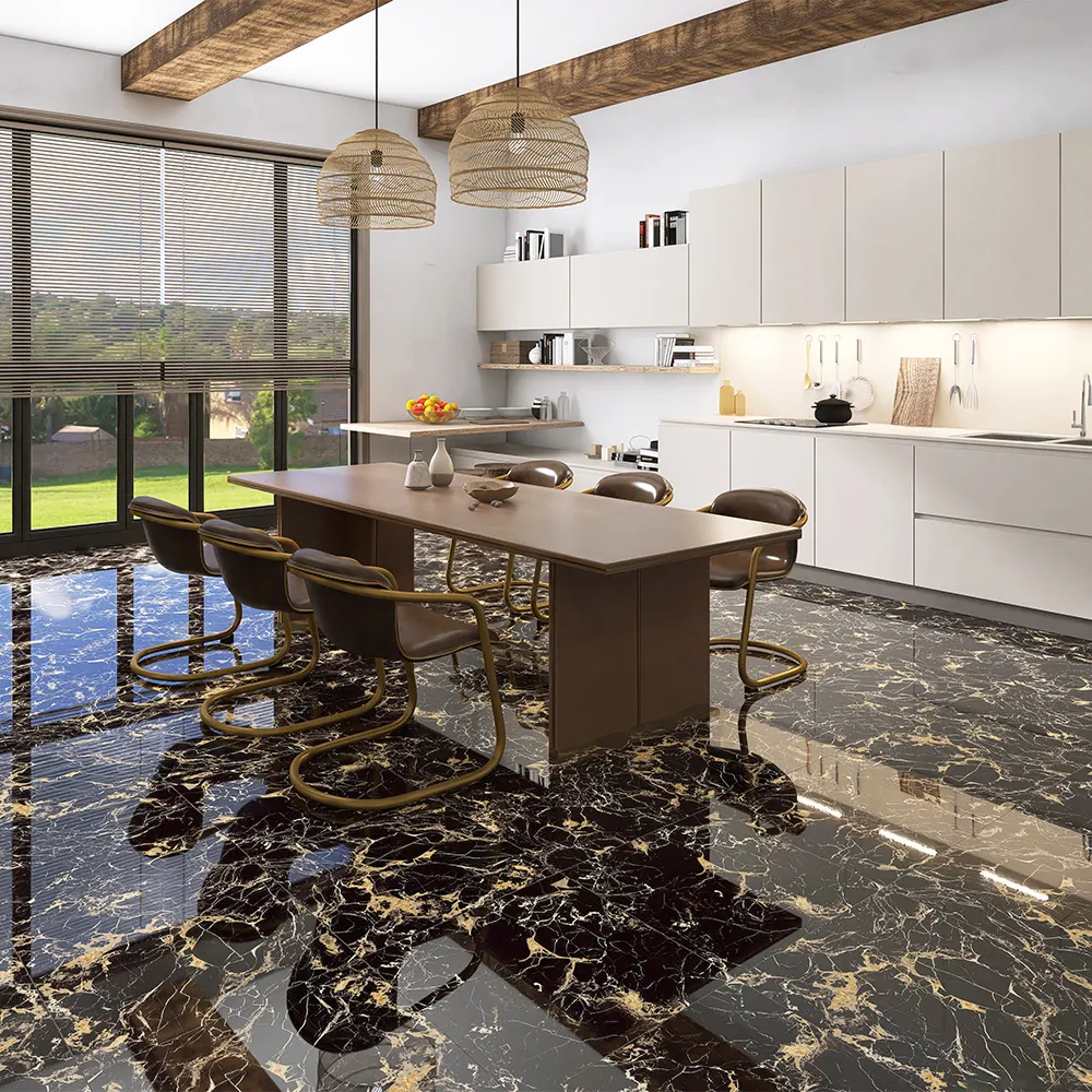 Non-Slip Stone-Look Gold Porcelain Floor Tile 600x600mm