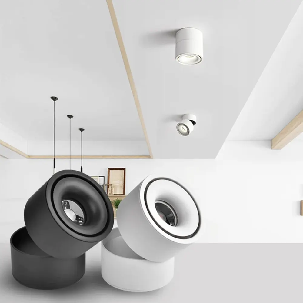 Rotatable Dimmable Surface-Mounted Round COB LED Downlight 7-15W 85-265V