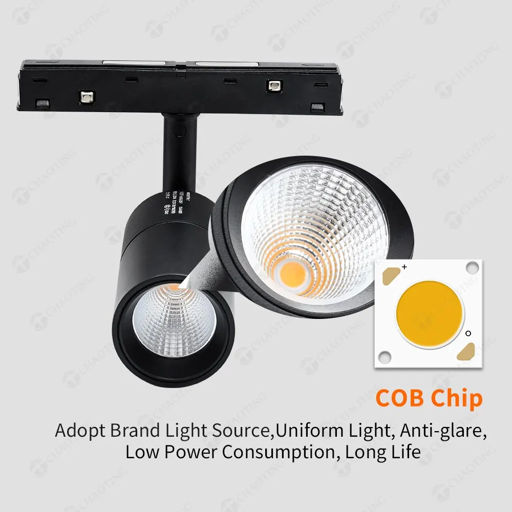 Adjustable Zoomable Tuya Recessed/Surface-Mounted Magnetic COB LED Track Spotlight 20W 48V