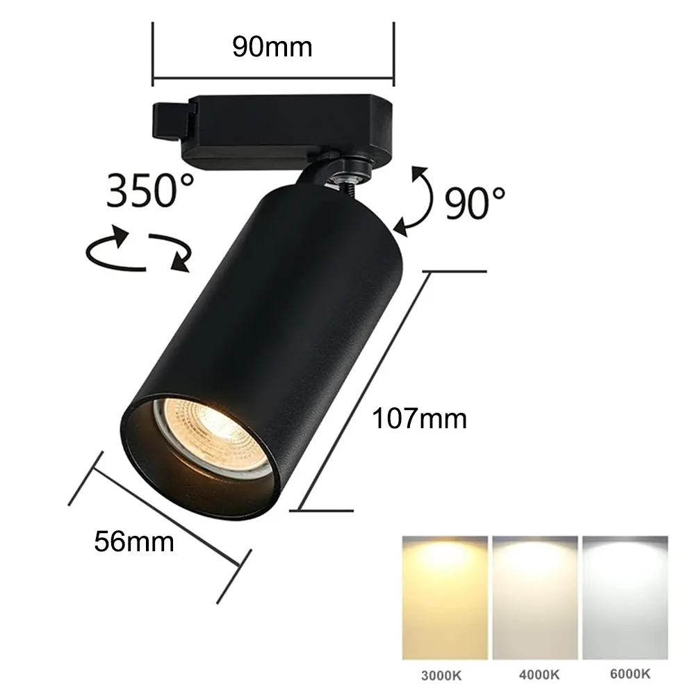 Aluminum 2-Wire Track Light Holder GU10/E27