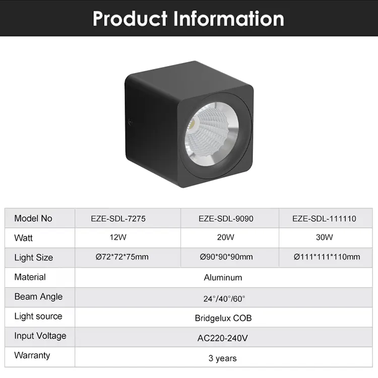 Surface-Mounted LED Downlight Adjustable Beam Angle