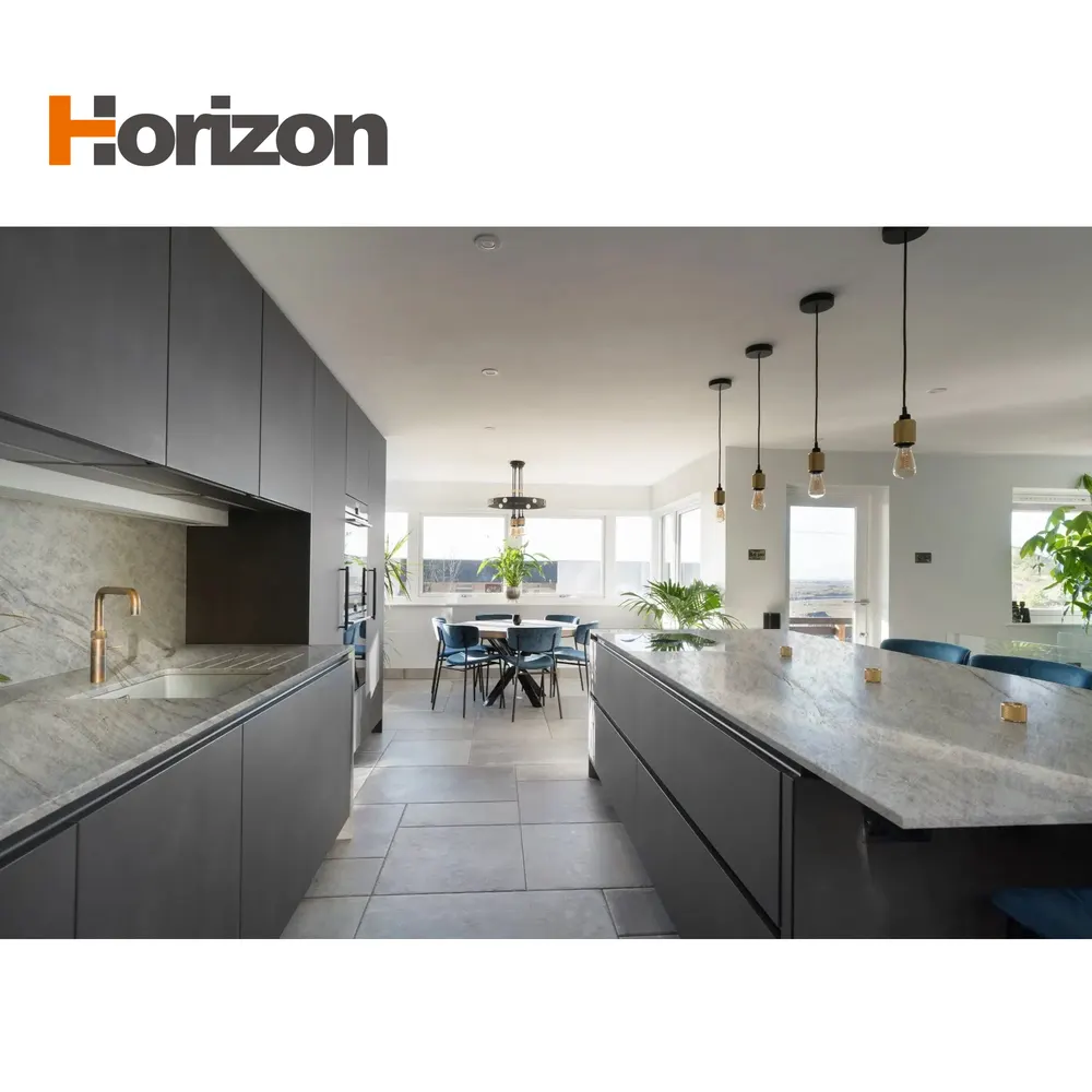 3D-Printed Calacatta Gray/White Polished Engineered Quartz Slab