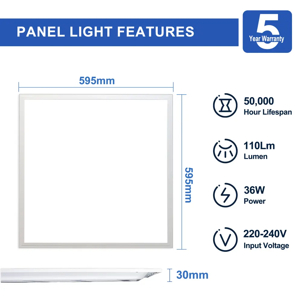 Recessed Aluminum LED Panel Light 60x60/2x2/2x4 36-48W