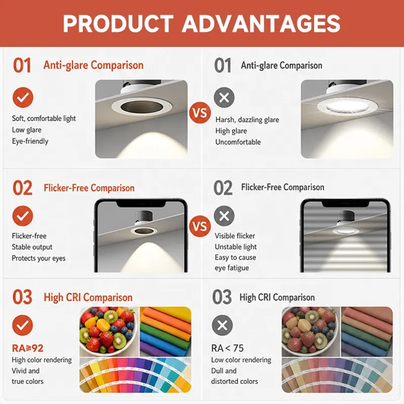 Adjustable Recessed Aluminum COB LED Downlight 15W product sample