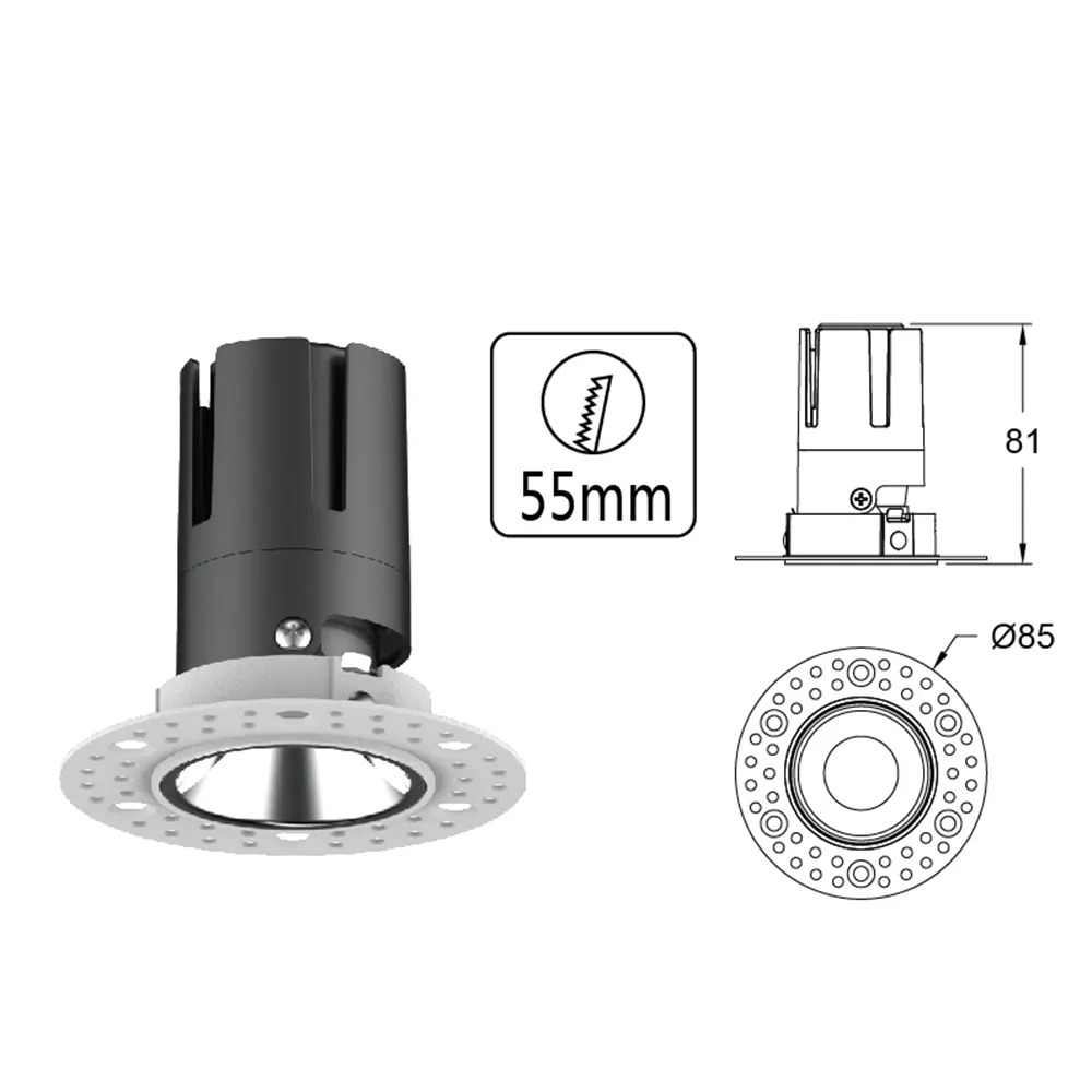 Anti-Glare Recessed Aluminum LED Downlight 6/9W