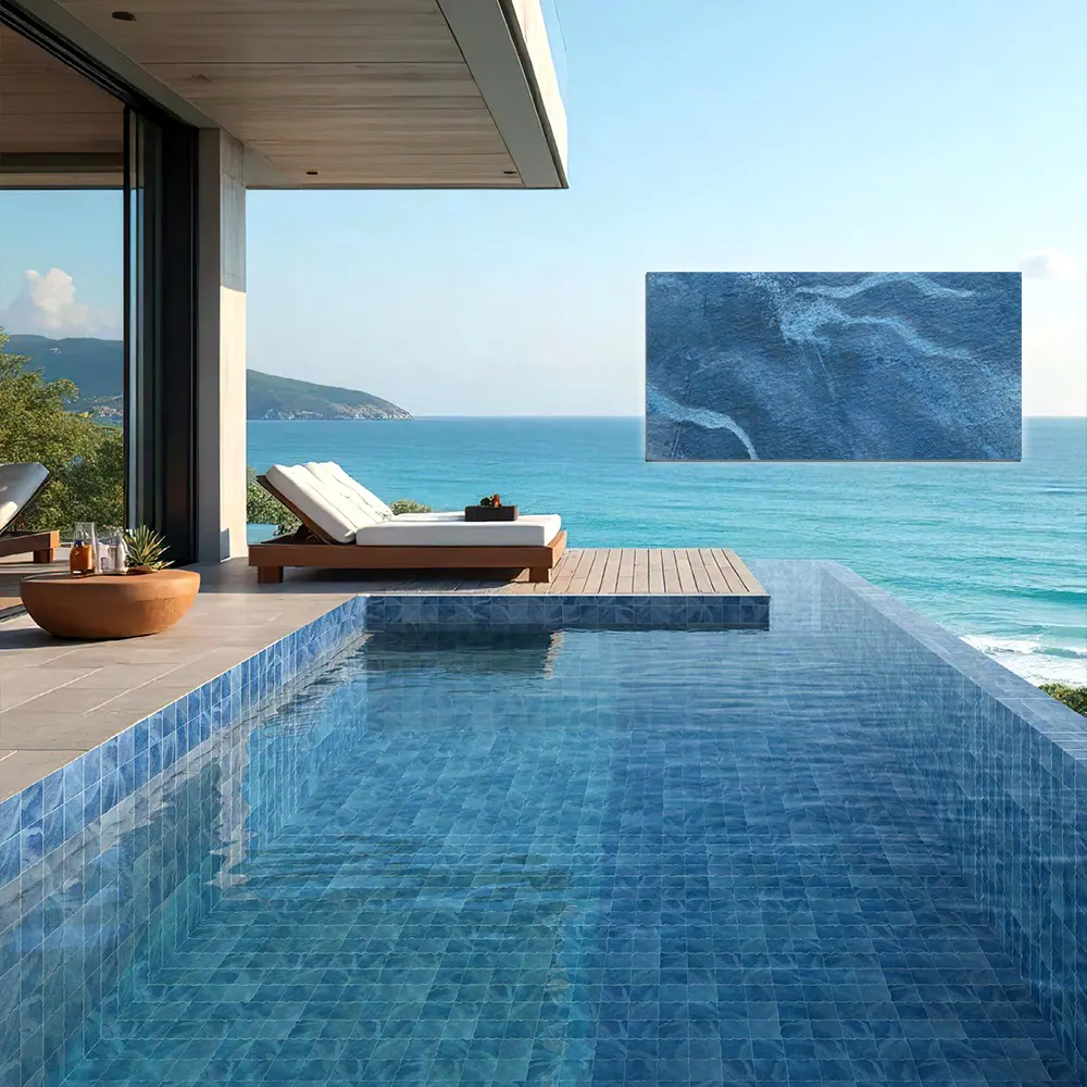 Non-Slip Stone-Look Matte Porcelain Swimming Pool Tile 300x600mm