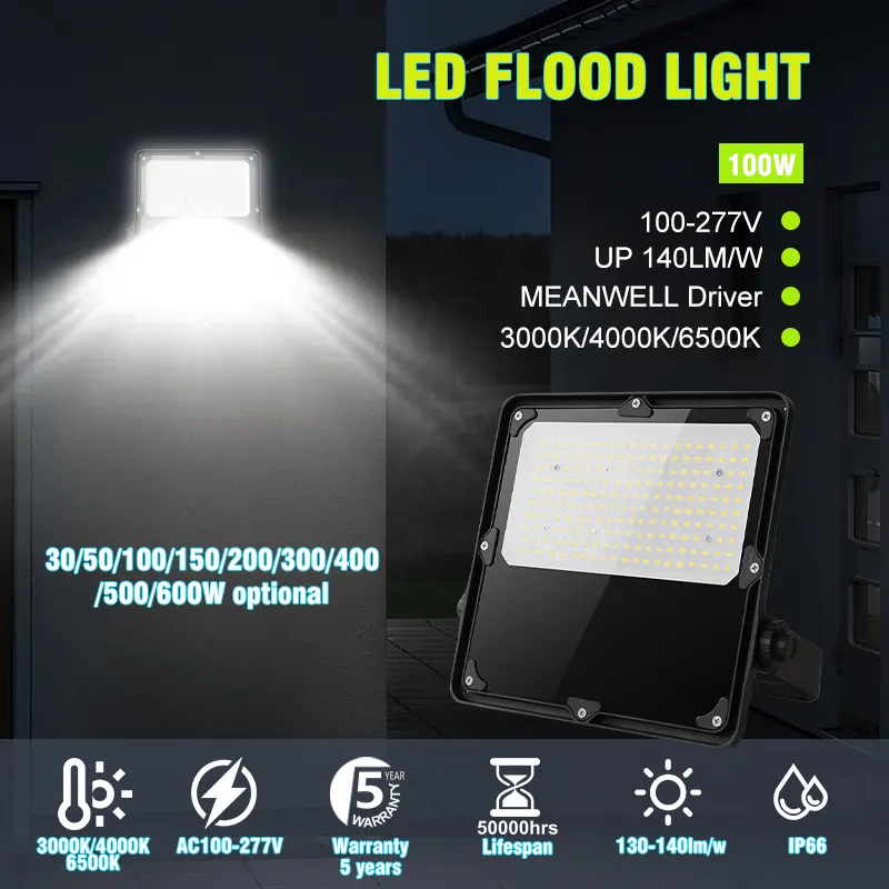 Aluminum LED Floodlight 20-300W IP66