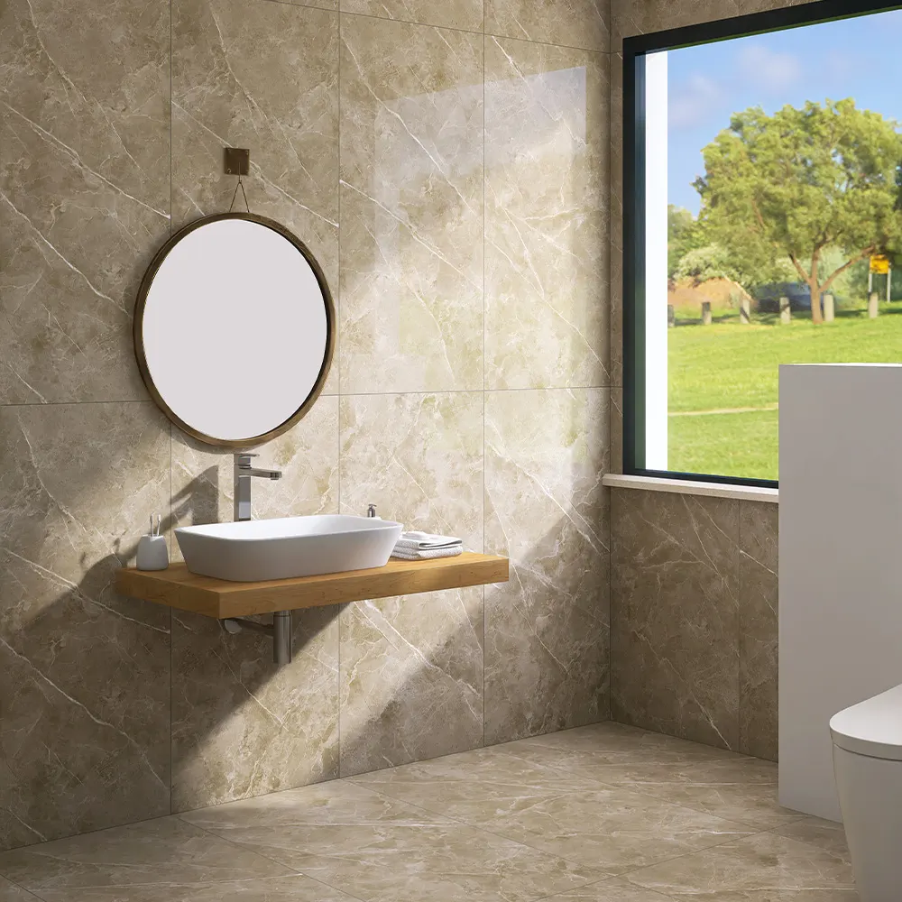 Marble-Look Glazed Porcelain Floor Tile 600x1200mm