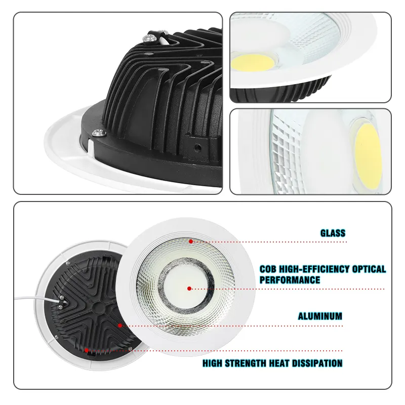 Recessed Round Aluminum LED Downlight 9-30W 6500K