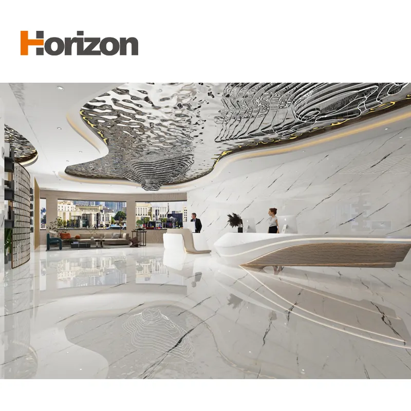 Marble-Look White Glazed Sintered Stone Slab 1600x3200mm